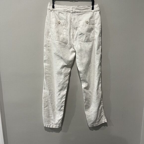 Sundance Pants Women’s 6 White Linen Straight Leg Pockets Coastal Beach Resort - Picture 2 of 8